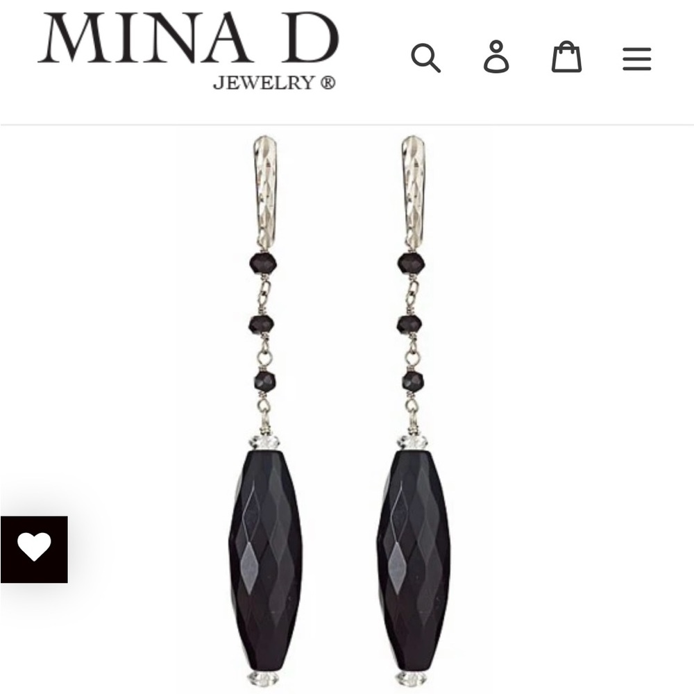 Onyx and Sterling Silver Long Earrings